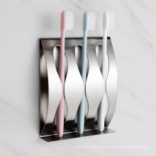 2021 Newest Arrival Bathroom Accessories 3M Glue Self Adhesive Stainless Steel Bathroom Toothbrush Holder JQS-A04